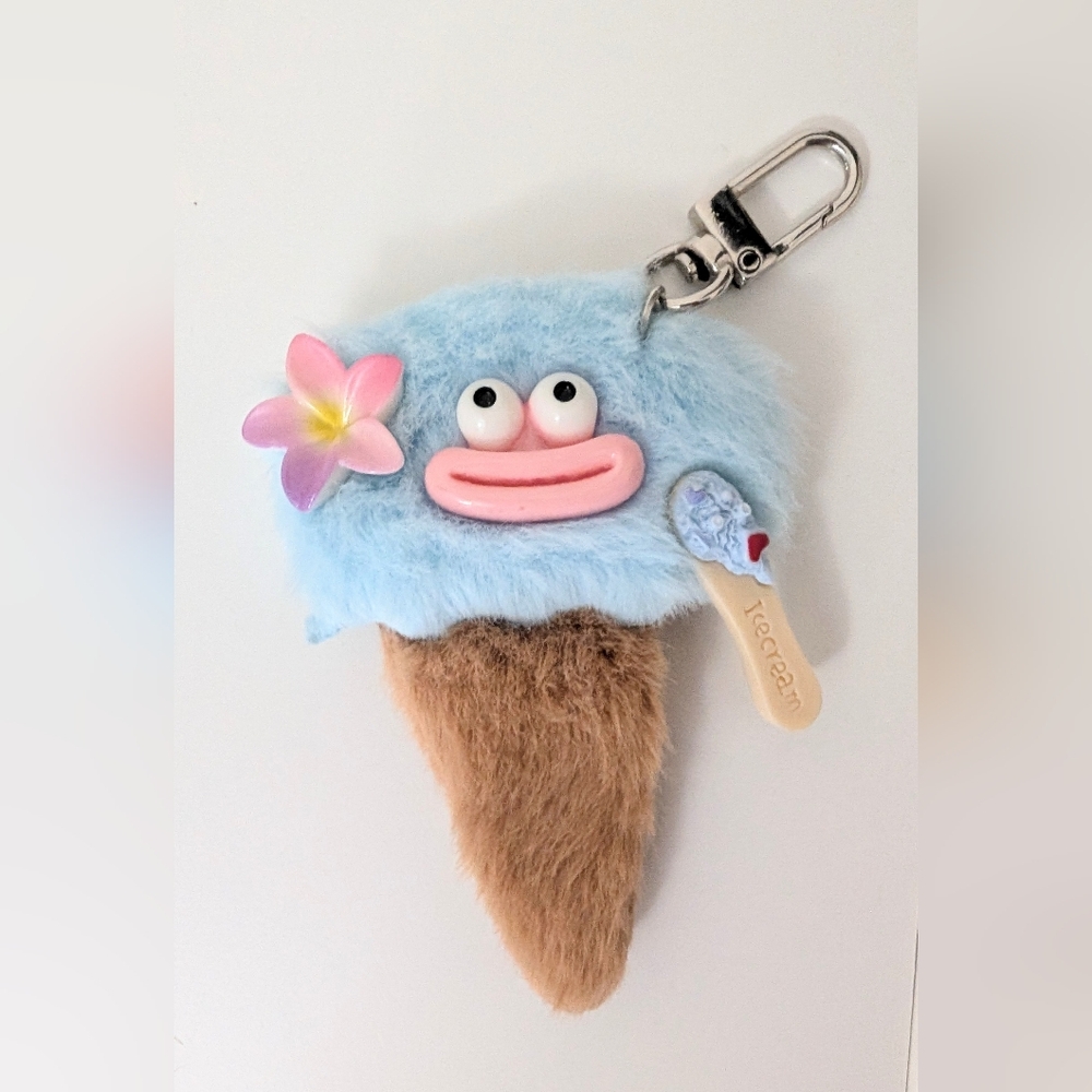 Mini Blue Ice Cream Delicious Monster Soft Mascot Keychain Trinket